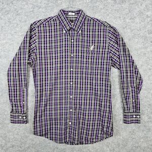Peter Millar Men's‎ Dress Shirt Size Medium Embroidered Duck Purple & Gray Plaid